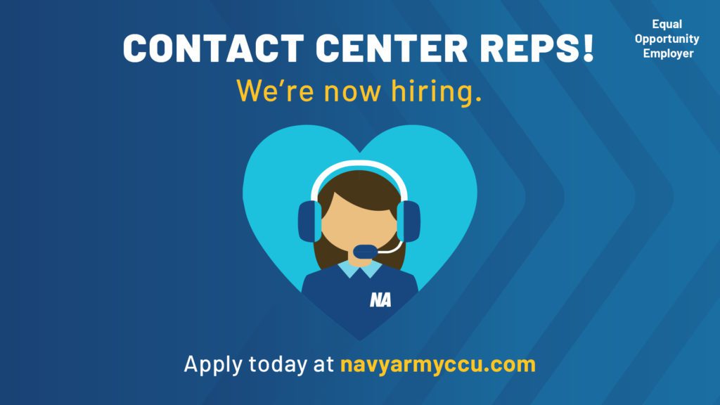 Showing the NavyArmy hiring campaign featuring a graphic showing someone working in a call center.