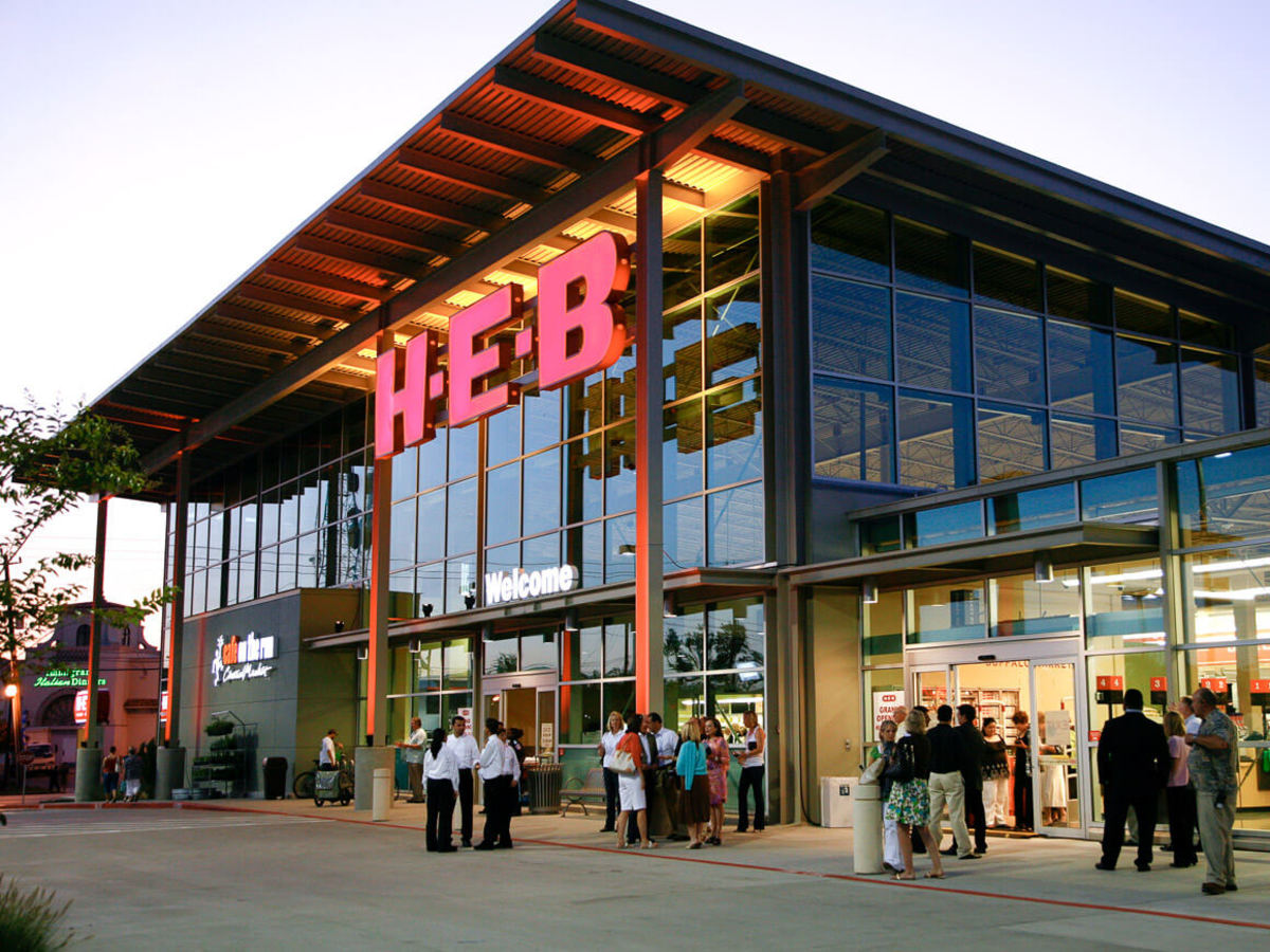 Showing the exterior of an HEB store.