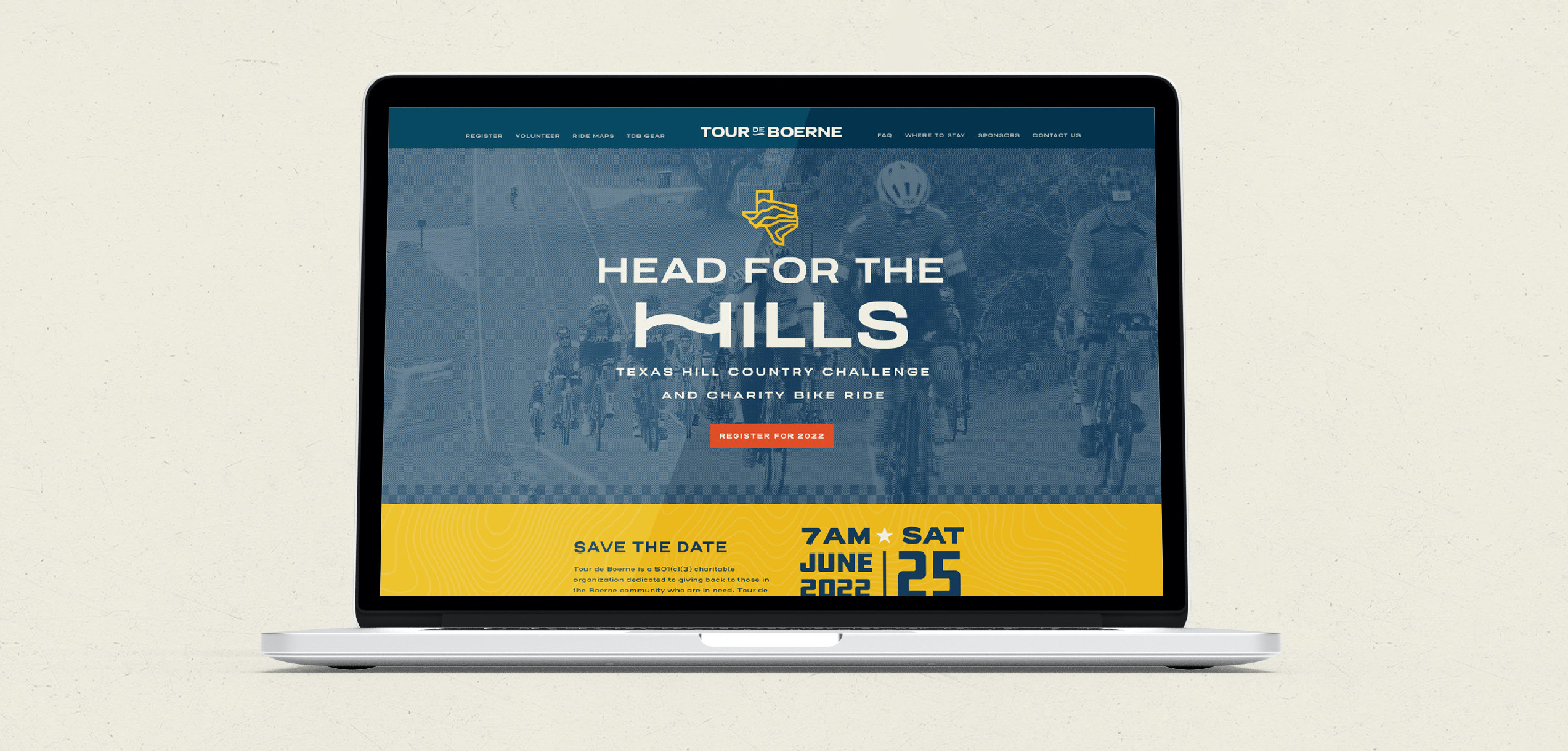 Showing a graphic featuring the Tour de Boerne website. Branding designed by MDR for this San Antonio-based organization.