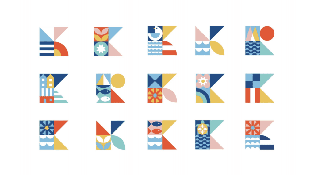 Showing the Kemah, TX campaign logos created using nautical flags.
