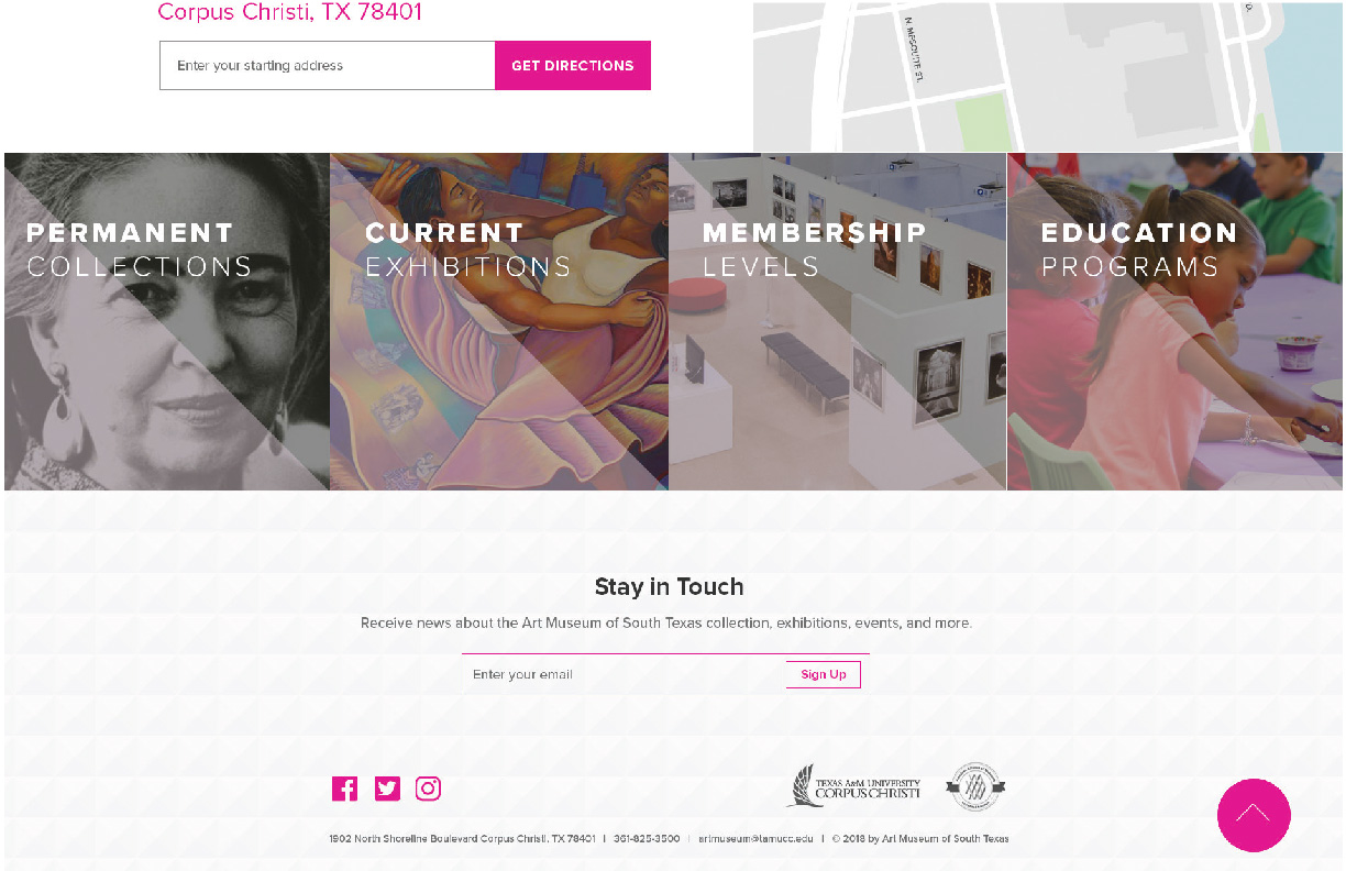 Showing a screenshot of the website for the Art Museum of South Texas.