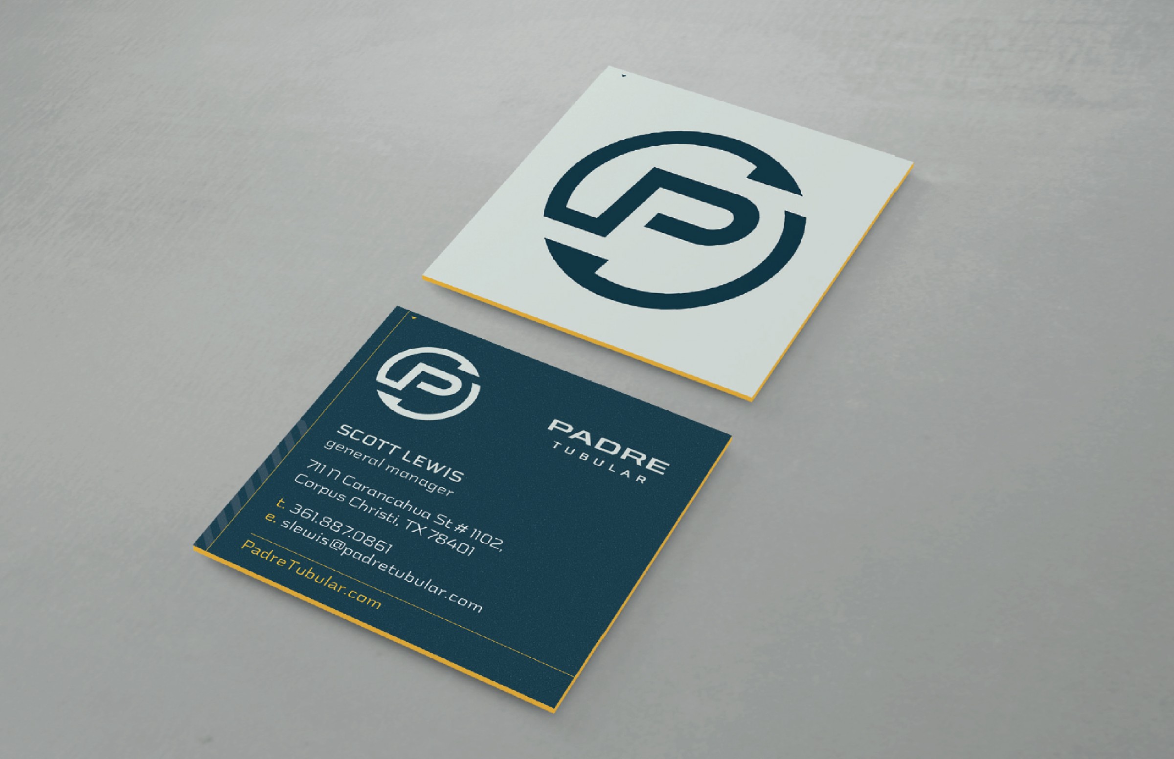 Showing the Padre Tubular business card.