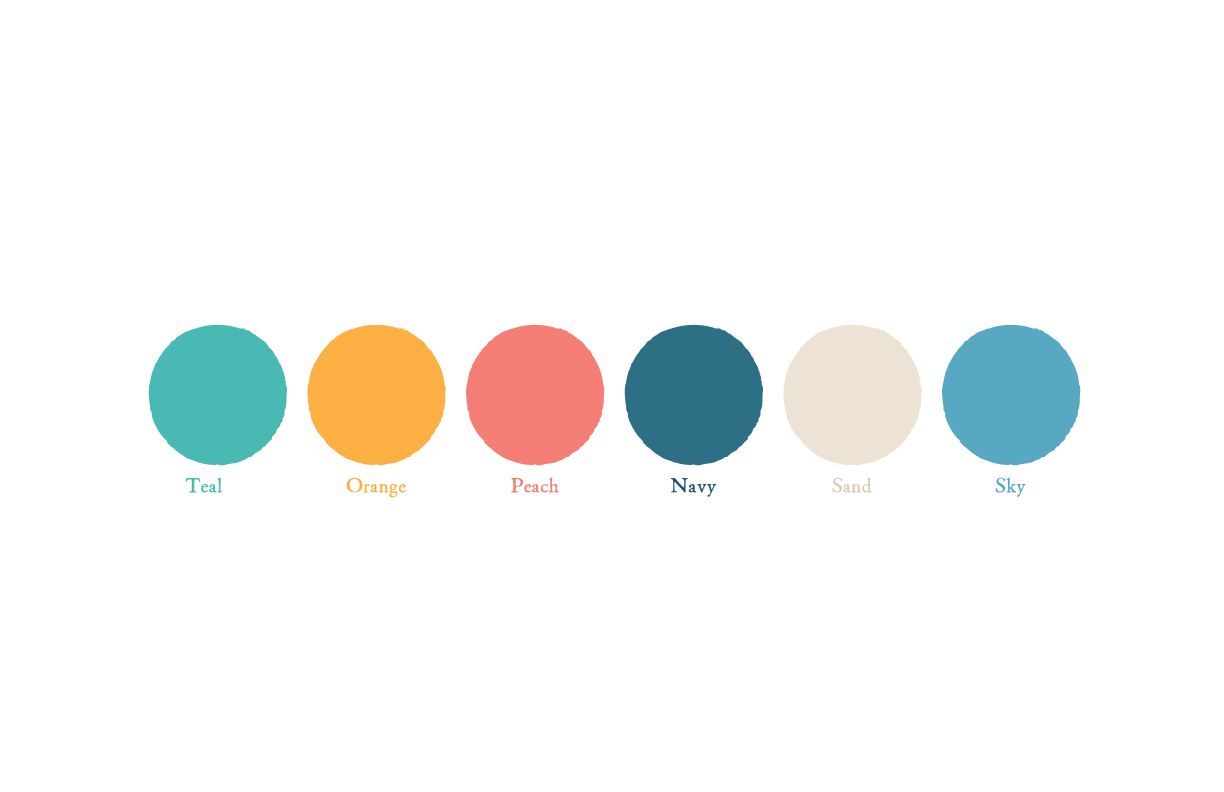 Showing the color palette created for Port Aransas' brand. Designed by MDR.