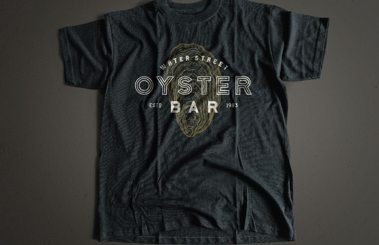 Showing an Oyster Bar t-shirt as designed by MDR.